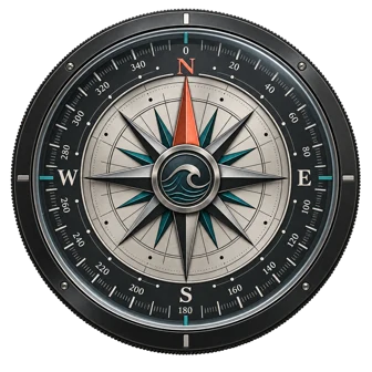 PureSurfers nautical compass with coral north marker